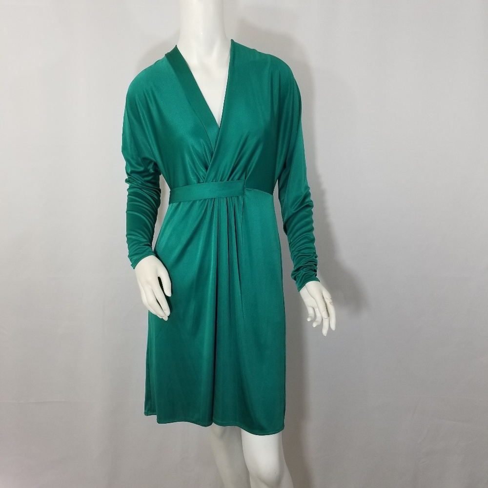 BCBGMaxAzria Emerald Green Wrap Dress V-Neck